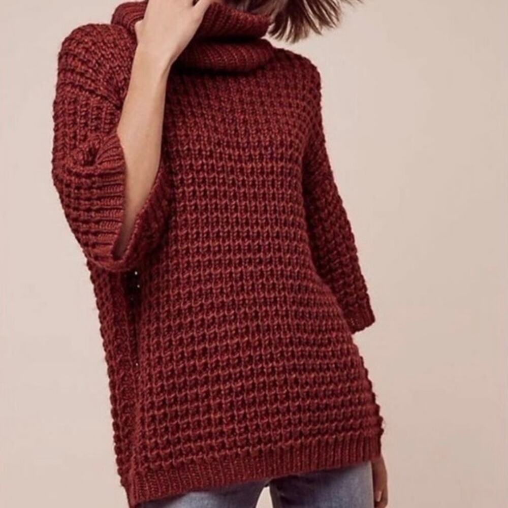 Anthropologie Plenty by Tracy Reese Waffled Turtleneck Tunic Sweater